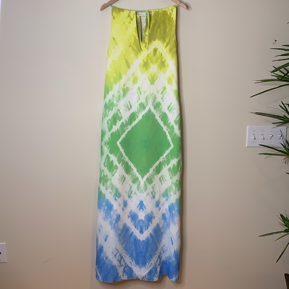 Amanda Uprichard | Julie Rainbow Tie Dye Pocket Sleeveless Halter Maxi Dress S - Picture 13 of 17